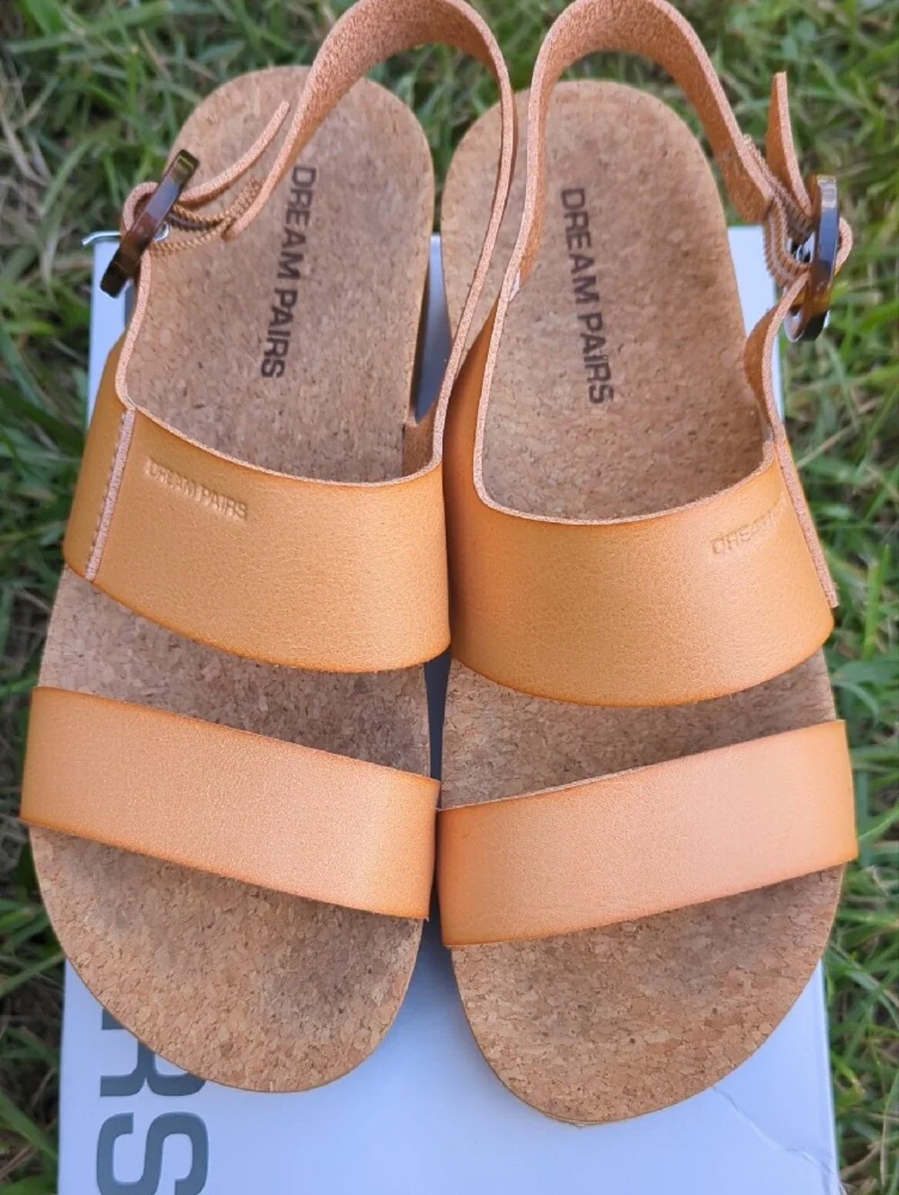Dream Pairs Light Tan Double-Strap Cork Sandals